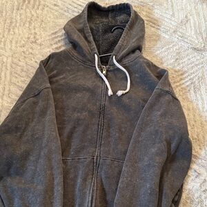 Gray Hooded Zip-Up Sweatshirt